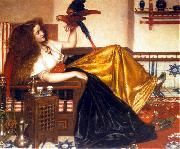 Valentine Cameron Prinsep Prints Reclining Woman with a Parrot oil painting reproduction